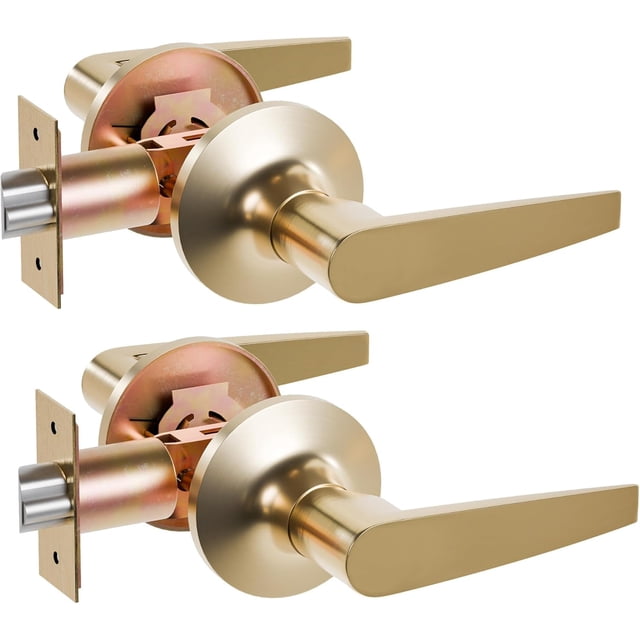 of Lever Keyed Entry Door Lever Handle Lock Universal Door Knob Hardware Nickel Brushed Color (MRCA)