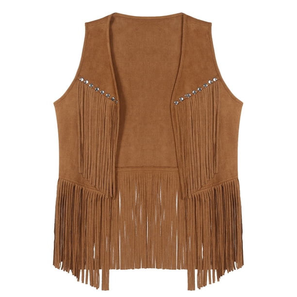 YiZYiF Men Fringe Vest Western Cowboy Costume Sleeveless Tassel