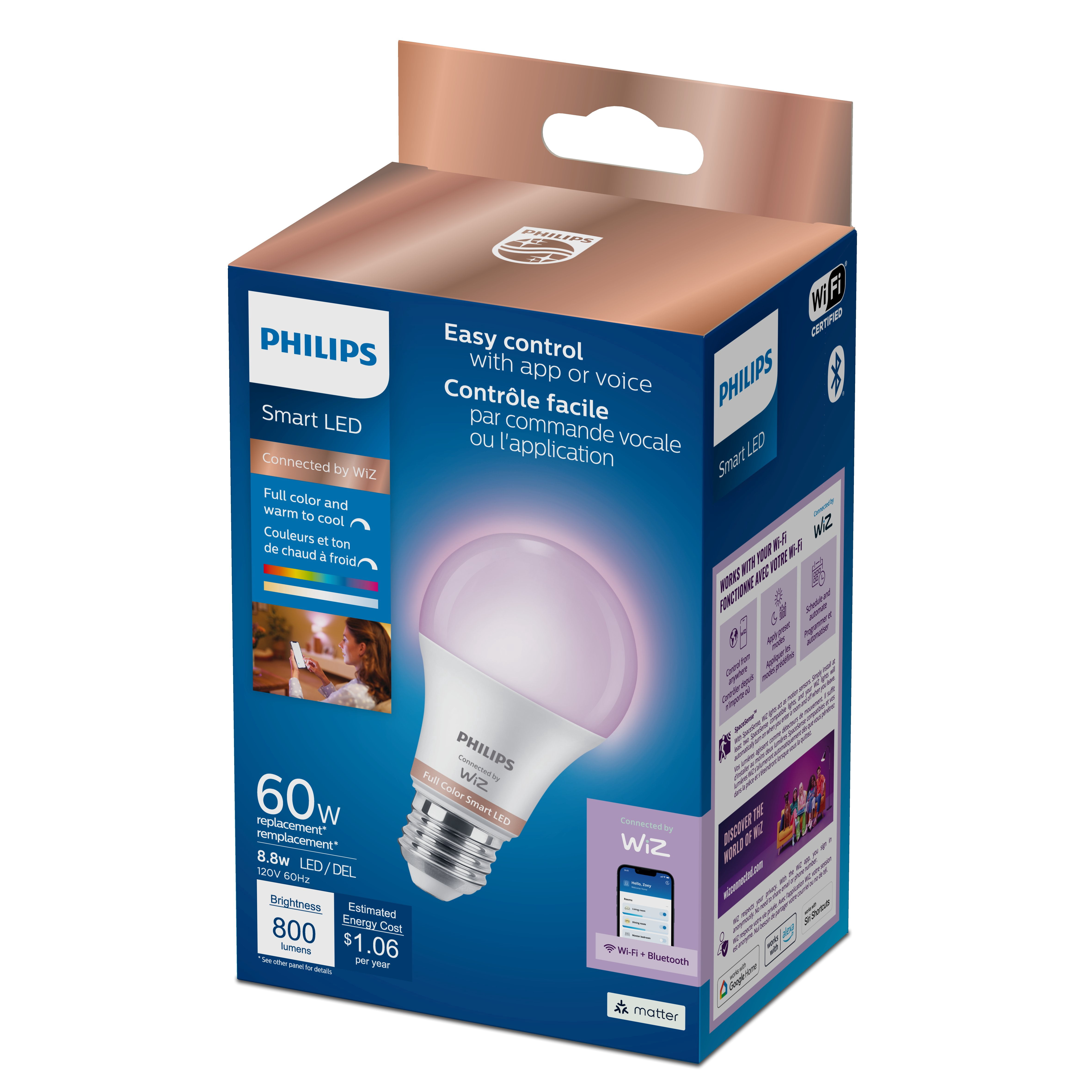 Philips WiZ LED A19 Full Colour Smart Bulb 1PK