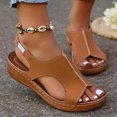thumbnail image 4 of Cameland Summer New Foreign Trade Large Size Wedge With Fish Mouth Solid Color Large Size One Line Buckle Beach Sandals, 4 of 6