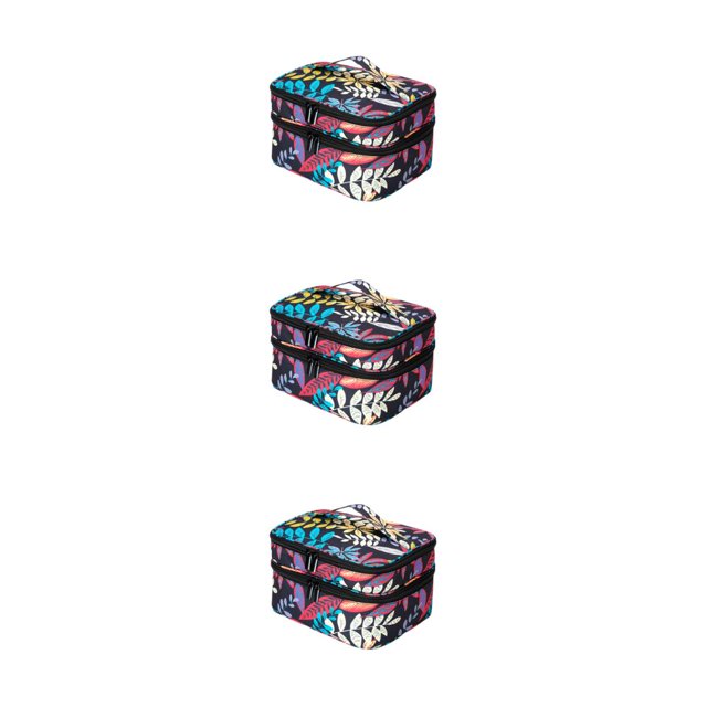 Redempat Nail Polish Storage Bags Made With Polyester For Everyday Sturdy And Durable Black base leaf 3Set