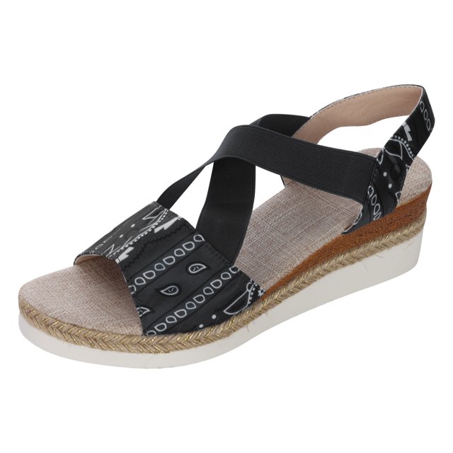 Womens Sandals Printed Beach Slippers Summer Wedge Platform Arch Support Orthopedic Shoes