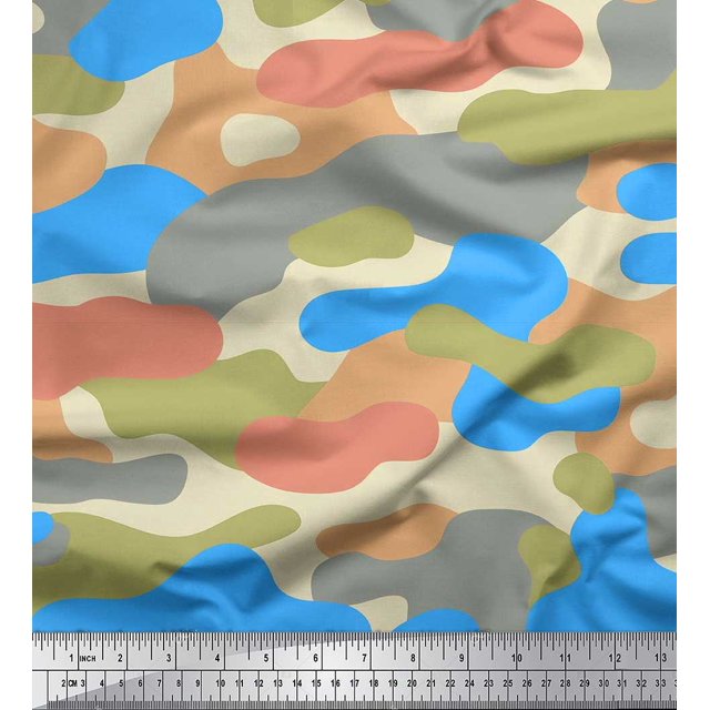 Soimoi Poly Georgette Fabric Two Tone With Grey Camouflage Print Sewing Fabric Yard 52 Inch Wide