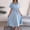 Light Blue, variant on Mefallenssiah Women'S Casual V-Neck Solid Color Loose Tie Up Shirt Dress