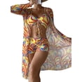 thumbnail image 1 of MAWCLOS Women Bathing Suit Ruched Swimsuit Three Pieces Swim Bikini Set Push Up Seaside Floral Print Swimming Suits Yellow L, 1 of 3