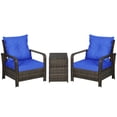 thumbnail image 1 of Outsunny Patio Bistro Set PE Rattan Garden Sofa Set 3 Pieces Blue, 1 of 10