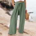 thumbnail image 2 of Yuyuzo Womens Pants Solid Color Elastic Waist Drawstring Casual Wide Leg Pants Ladies Loose Lounge Pants For Workout, 2 of 7