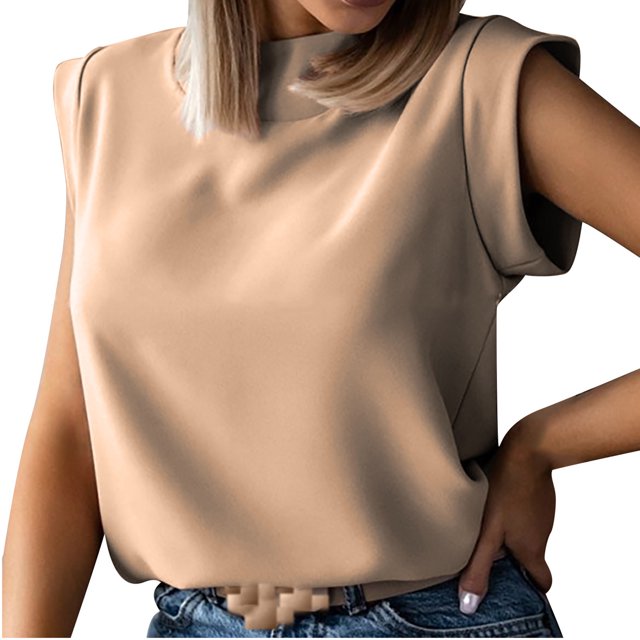 Leutsin T-Shirts Sans Manches Unis pour Femmes, Chemisier Décontracté Quotidien pour Dames, Hauts
