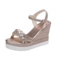 thumbnail image 2 of LSLJS Sandales d'Été pour Femmes à Bout Ouvert, Talon Moyen Wedge, Boucle Métallique, 2 of 8