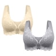 thumbnail image 1 of Timegard Lace Bras for Women 2pc Plus Size Front Closure Full Support Back Smoothing Comfy Daily Bras, 1 of 6