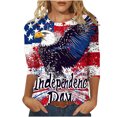 thumbnail image 2 of Frostluinai Chemises pour Femmes Chemises Rouges Blanches et Bleues Manches 3/4 Chemises du 4 Juillet Col Rond Hauts Independence Day Chemises Drapeau Américain, 2 of 5