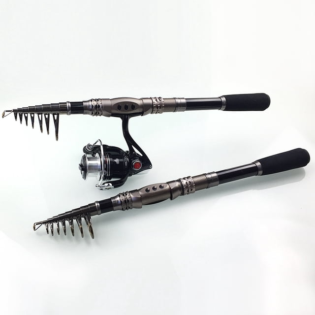 Telescopic Fishing Rod Saltwater Travel Spinning Fishing Rods Poles Retractable Fishing Pole Rods. Features a durable carbon fiber and fiberglass construction with stainless steel hooded reel seats for anti-seawater corrosion. Includes aluminum oxide guide inserts and an EVA fore grip for comfort. The rod is collapsible for easy storage and travel, with multiple lengths available ranging from 1.8m (5.91ft) to 3.3m (10.87ft). Suitable for sea fishing and boat fishing.