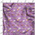 thumbnail image 2 of Soimoi Purple Satin Silk Fabric Rabbit Animal Print Fabric by the Yard 42 Inch Wide, 2 of 6
