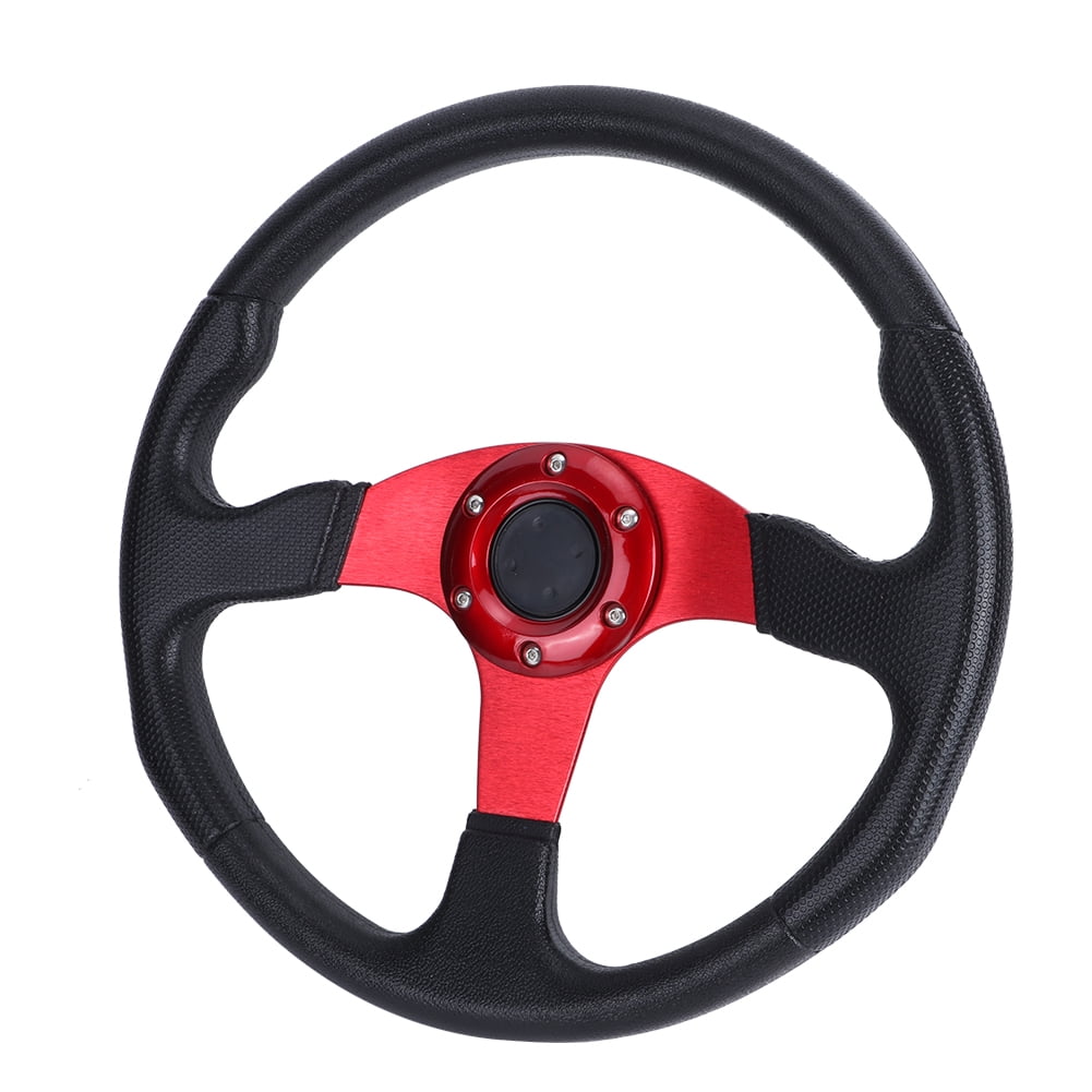 Drifting Steering Wheel, Comfortable Rustproof Wear Resistant PU Aluminum Alloy 14in Steering Wheel For Car Modification Black,Blue,Red
