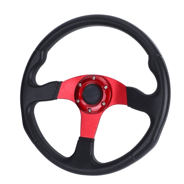 Drifting Steering Wheel, Comfortable Rustproof Wear Resistant PU Aluminum Alloy 14in Steering Wheel For Car Modification Black,Blue,Red