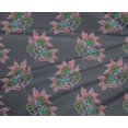 thumbnail image 4 of oneOone Polyester Lycra Fabric Leaves & Floral Block Printed Craft Fabric BTY 56 Inch Wide, 4 of 4