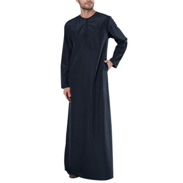 PENGXIANG Mens Casual Loose Muslim Arab Dubai Robe Long Sleeve Zipper Shirt