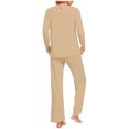 thumbnail image 5 of Tnhcen Ensemble de Pyjama 2 Pcs pour Femmes Ensemble de Détente Col Rond Manches Longues Pantalon Taille avec Poches P-3TG, 5 of 5