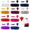 thumbnail image 2 of facefd 3pcs Men's Satin Bow Tie Cummerbund Hanky Handkerchief Red, 2 of 9