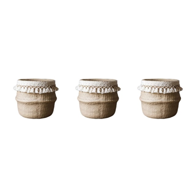 relayinert Convenient Rattan Hanging Basket Organize Plants With Ease Anti-corrosion Type 5 3Set