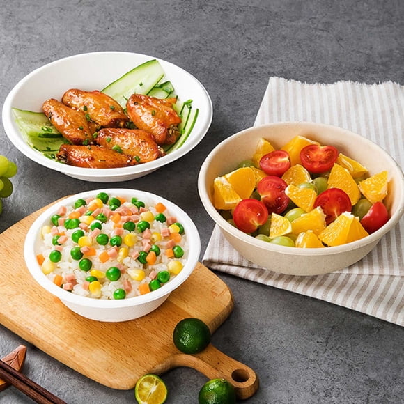 Storage Containers for Kitchen and Living Spaces Compostable Paper Bowls for Hot or Cold Food Biodegradable Sugarcane Fiber Bowls Heavy Duty Disposable Bowls for Everyday Use