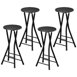 CoSoTower Set of 4 Foldable Barstools, Counter Height Bar Stools with Footrest and Steel Legs for Kitchen Island, Black