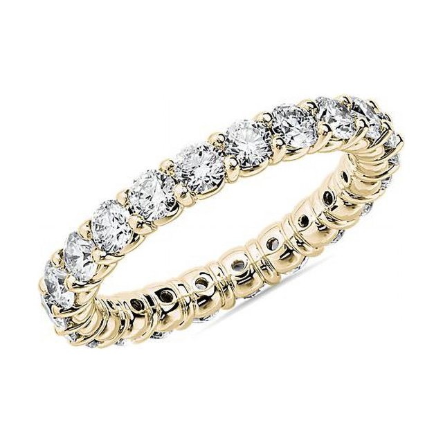 2.00 Carat Excellent Round Cut Real Diamond New Design Eternity Band for Wedding Solid 18K Yellow Gold Size 11