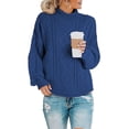 thumbnail image 1 of EGNMCR Chandails pour Femmes Femmes Décontracté Uni Manches Longues Épais Tricot Chandail Col Roulé Manteau, 1 of 1