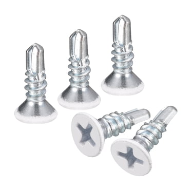 Uxcell #8 x 1/2" White Screws Self Drilling Screws, 50 Pack Flat Head Phillips Sheet Metal Screw Wood to Metal Screws
