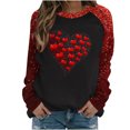 thumbnail image 1 of Penkiiy T-Shirts de la Saint-Valentin pour Femmes Col Rond Manches Longues T-Shirt Cœur Décontracté TG Rouge, 1 of 4