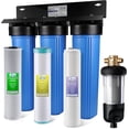 thumbnail image 1 of iSpring Whole House Water Filter System w/Jumbo-Sized Spin Down Sediment Filter, Polyphosphate Anti-Scale, GAC+KDF, and Carbon Block Water Filters, Water Descaler and Filter, Model: WGB32B-KDS+WSP50J, 1 of 7