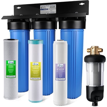 iSpring Whole House Water Filter System w/Jumbo-Sized Spin Down Sediment Filter, Polyphosphate Anti-Scale, GAC+KDF, and Carbon Block Water Filters, Water Descaler and Filter, Model: WGB32B-KDS+WSP50J