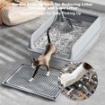 thumbnail image 3 of OUYAWEI 38L Deep Stainless Steel Cat Litter Box with Lid, Large Litter Box for Big Cats Non-Stick Stainless Steel Cat Boxes with Double Layer Litter Mat and Scoop, Easy to Clean,Gray, 3 of 6