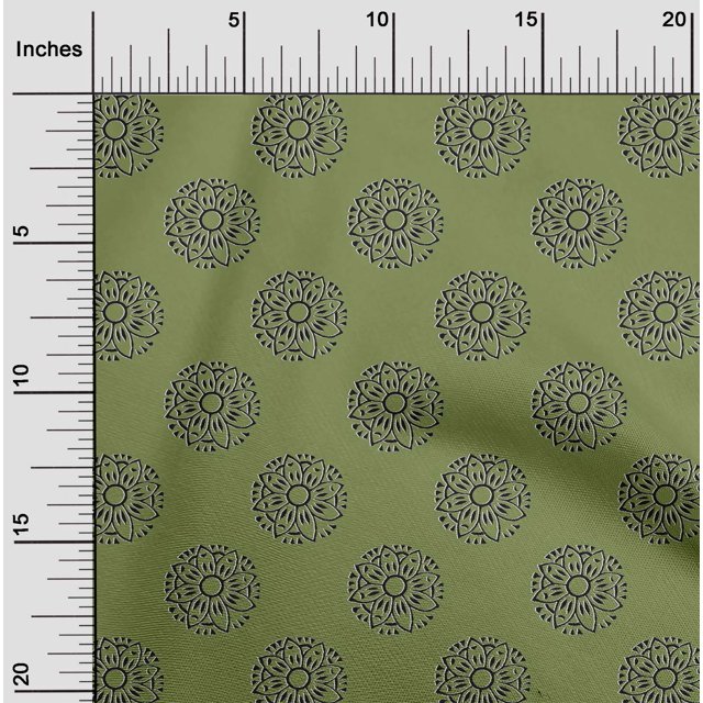 oneOone Cotton Poplin Fabric Floral Block Printed Craft Fabric BTY 42 Inch Wide