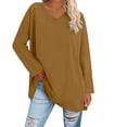 thumbnail image 1 of Breezora Tunique à Col Rond Oversize pour Femmes, Manches Longues, Chemise Rayée, Blouse Douce à Coupe Ample, Tenue Décontractée Décontractée, Confort Quotidien 2026, Taille P, Jaune, 1 of 5