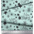 thumbnail image 3 of Soimoi Green Heavy Canvas Fabric Star & Snowflakes Text Print Fabric by the Yard 58 Inch Wide, 3 of 5