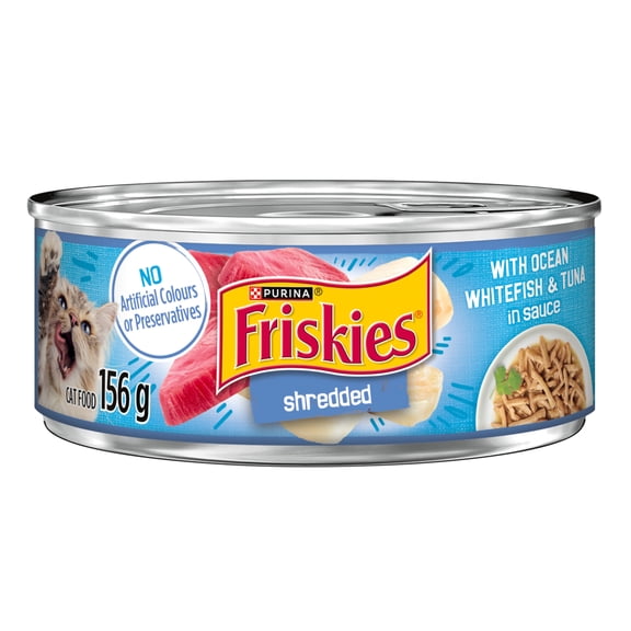 Purina Friskies en lanières Poisson de mer blanc et thon, Nourriture humide pour chat, 156g