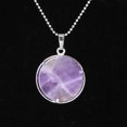 thumbnail image 3 of Pendentif Plat Perle Pierre Naturelle Quartz Argent Couleur Collier Femmes Hommes, 3 of 6