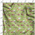 thumbnail image 2 of Soimoi Green Silk Fabric Rabbit Animal Print Fabric by Yard 42 Inch Wide, 2 of 6