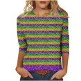 thumbnail image 3 of Penkiiy Blouse Carnaval pour Femmes Mardi Gras Mode Imprimée Décontractée Col Rond Manches 3/4 T-shirt Blouse 3TG Multicolore, 3 of 6