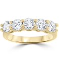 thumbnail image 1 of 2 ct Diamond Five Stone Wedding Anniversary Round Cut Ring 14k Yellow Gold, 1 of 3