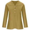 thumbnail image 4 of Timegard Plus Size Tops for Women Cotton Linen V Neck Button Long Sleeve Shirts Blouse Fall Loose, 4 of 6