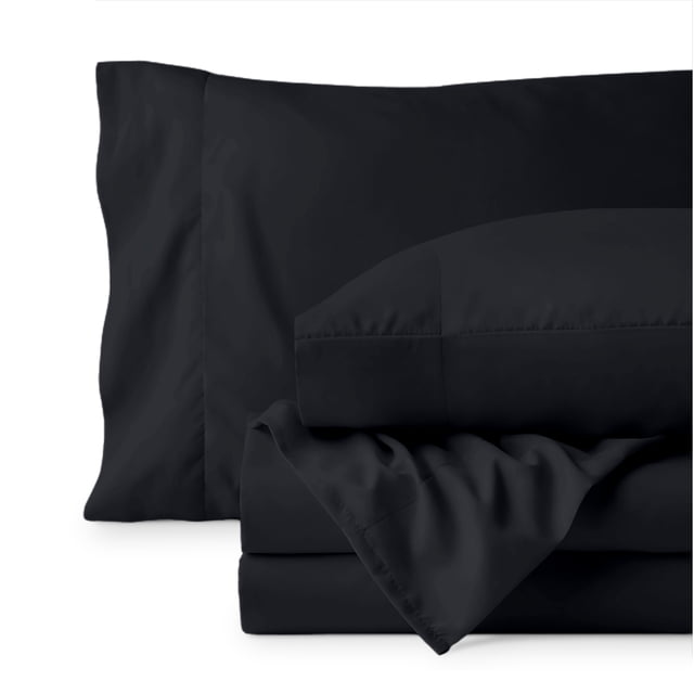 Ivy Union Microfiber Sheet Set - Breathable - Deep Pocket, Full, Black