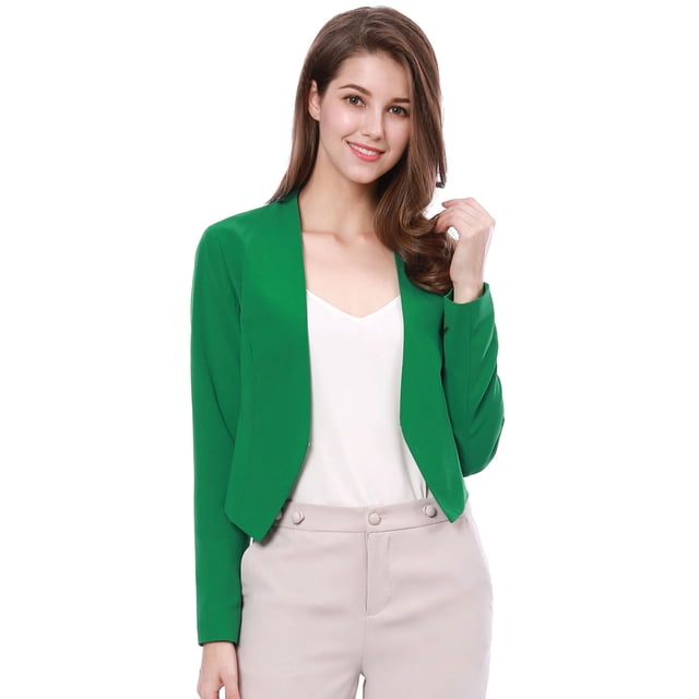 INSPIRE CHIC Veste Blazer Courte Sans Col pour Femme, de Travail/bureau/affaires Décontracté