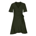 thumbnail image 3 of SMihono Robe Bohème d'Été pour Femmes Grande Taille Mode Robe Décontractée pour Femmes de Printemps et d'Été Fendue à Col en V à Manches Courtes, 3 of 5