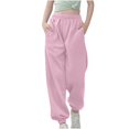 thumbnail image 4 of Girls Linen Pants Pants for Gymnastics Girls Medium And Large Children Casual Girls Solid Color Drawstring Sweatpants, 4 of 6