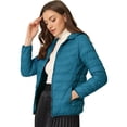 thumbnail image 1 of INSPIRE CHIC Women's Hooded Packable Thickened Zip Down Short Puffer Coat, 1 of 6