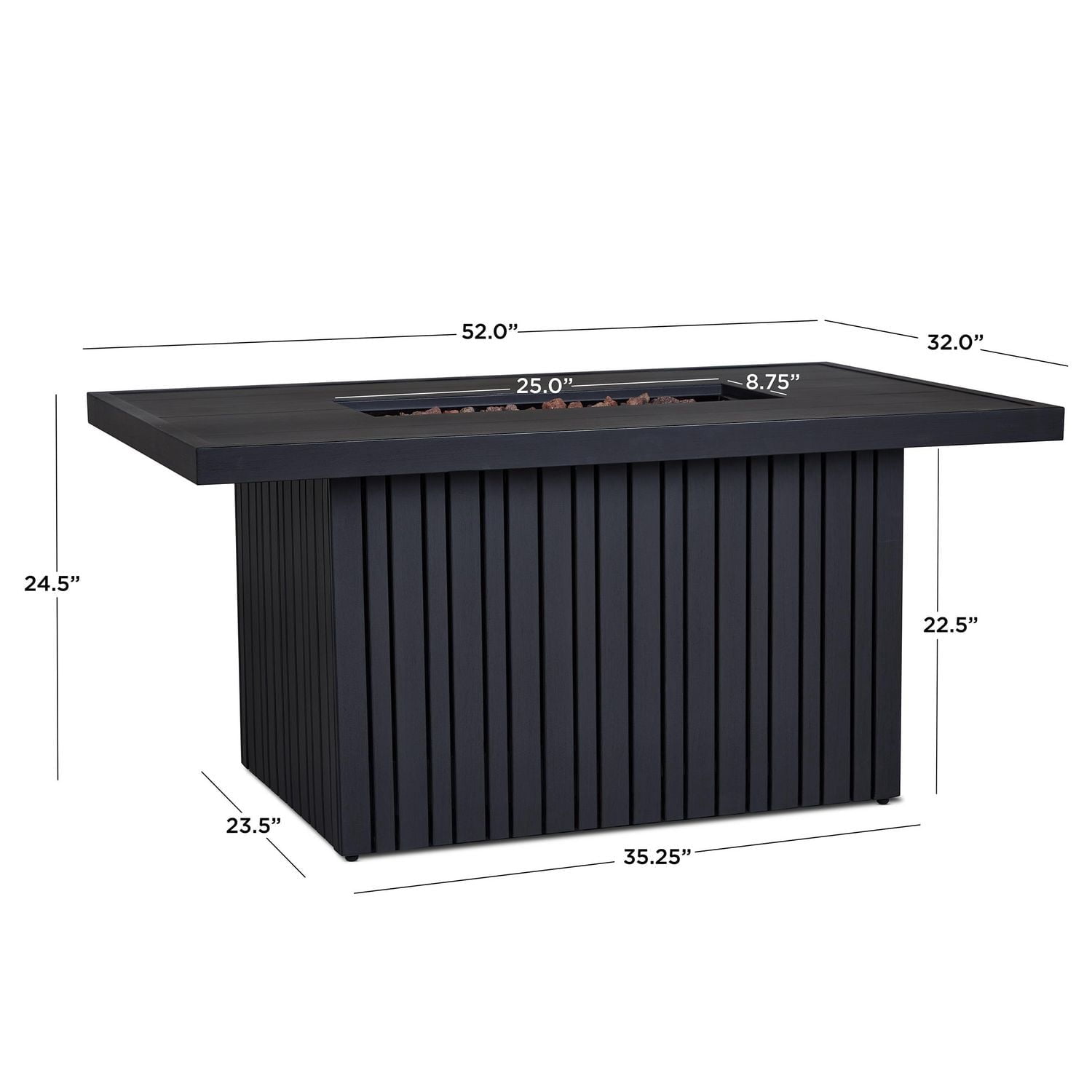Foyer Extérieur au Propane Rectangulaire de 52 po Calvin en Corail noir