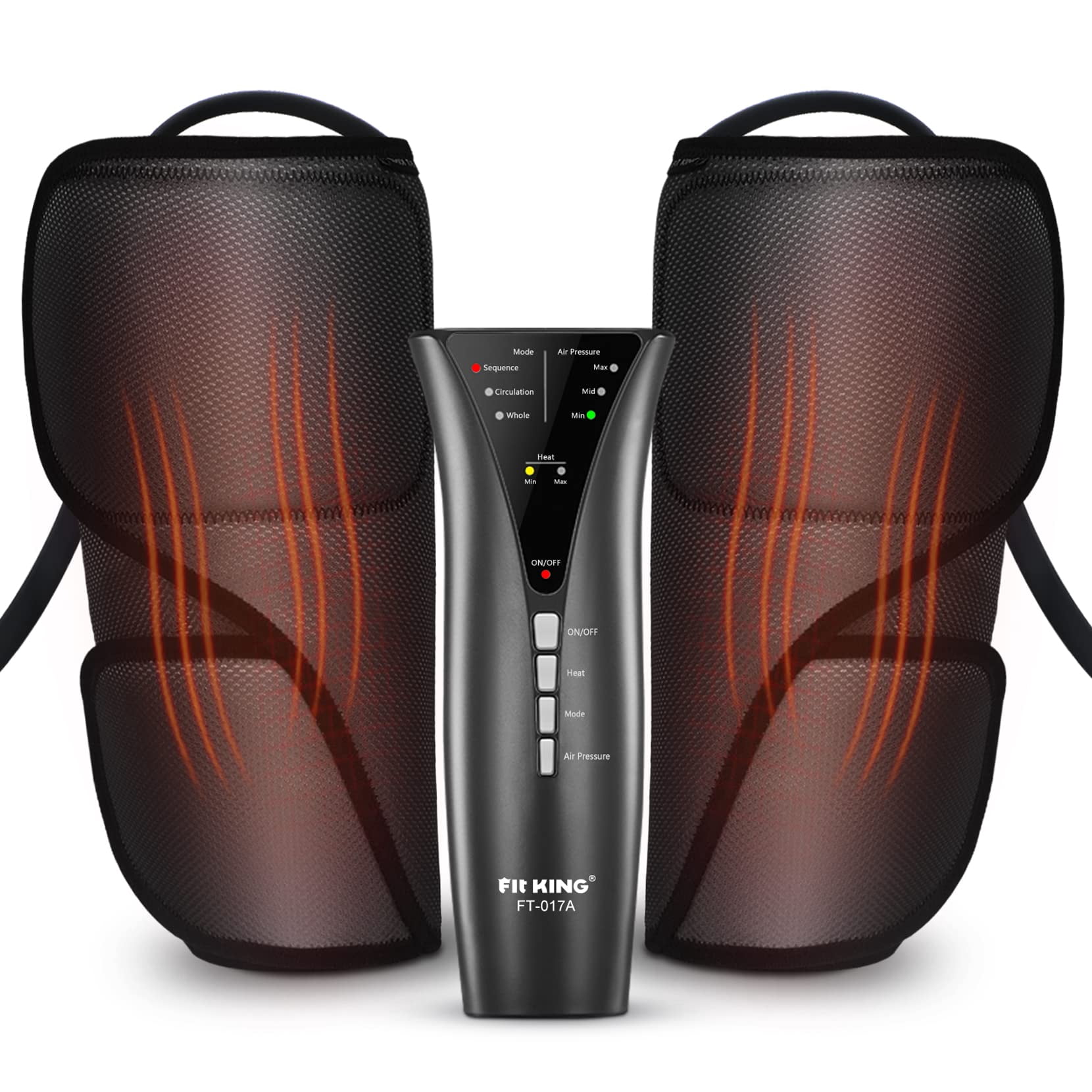 FIT KING Leg Massager for Circulation Calf Massager with Heat (Corded Electric) Helpful for Pain Relief RLS Edema and Muscles Relaxation - Great Gift for Wife Parent