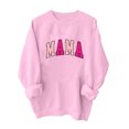 thumbnail image 4 of Culottes pour Femmes Chandail Maman Femmes Surdimensionné Paillettes Patch Maman Chandails à Col Rond Maman Imprimé Manches Longues Ample Mode Chandail S Rose, 4 of 7